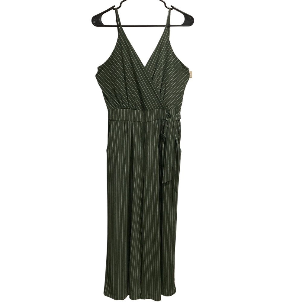 Kaileigh‎ Women’s Rica Knit Crop Jumpsuit Green Striped